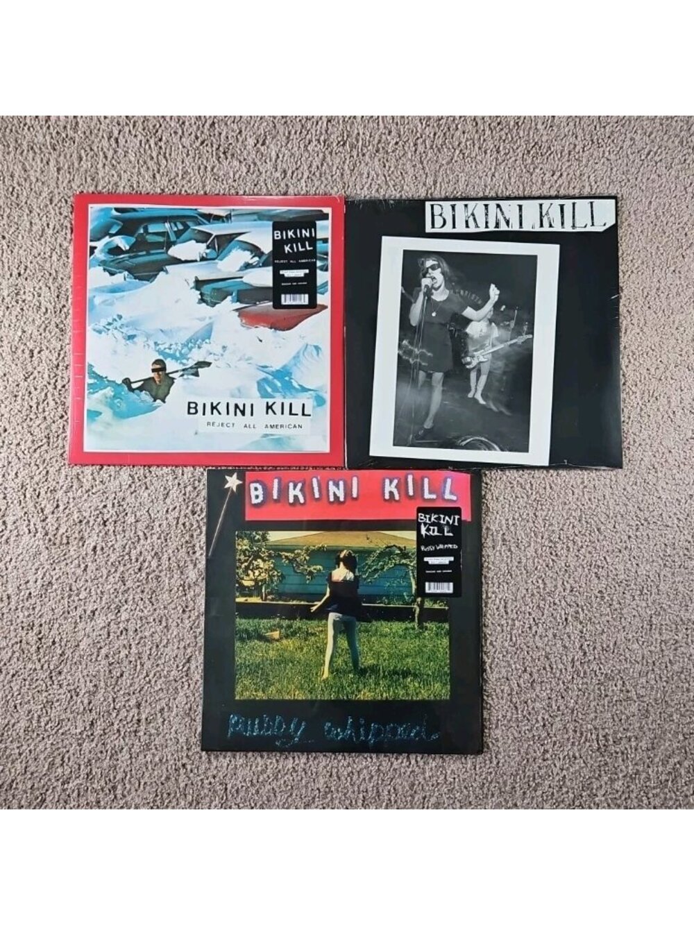 Lot of 3 Bikini Kill LPs: S/T, Reject All-American New Sealed